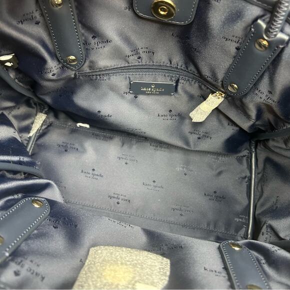 Kate Spade Floral Everything Tote Blue Medium Crossbody Strap & Top Handle NWT - Picture 7 of 8